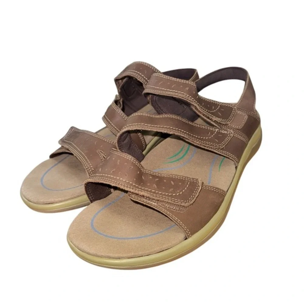 Orthofeet 932 Mens 12D WIDE Brown‎ Leather Adjustable Straps Comfort Sandals